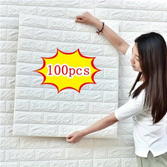 5pcs/10pcs DIY Self Adhesive 3d Wall Stickers, Foam Bricks Wallpaper, For Bedroom Waterproof Home Decor