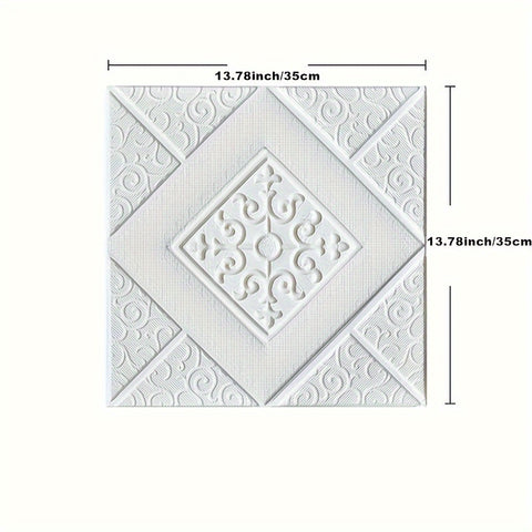 5pcs/10pcs 35x35cm / 13.78in X 13.78in DIY 3D Ceiling Foam Wall Stickers, Self-adhesive Waterproof And Mildew Proof, Room, Home, Living Room, Bathroom, Kitchen, Bedroom Decor