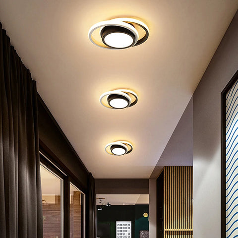 Small Modern LED Ceiling Light 2 Rings Creative Design Ceiling Lamp Indoor Lighting Fixtures Hallway Balcony Aisle Office Lustre