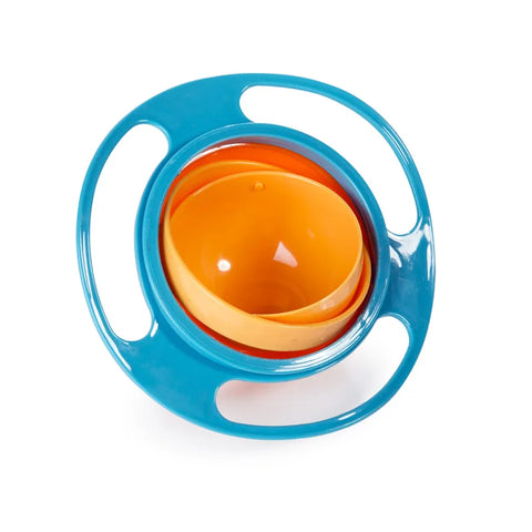 360 Degree Rotation Spill Resistant Rotary Balance Gyro Shape Kids Bowl With Lid For Toddler