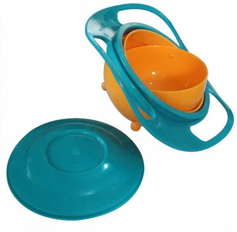 360 Degree Rotation Spill Resistant Rotary Balance Gyro Shape Kids Bowl With Lid For Toddler