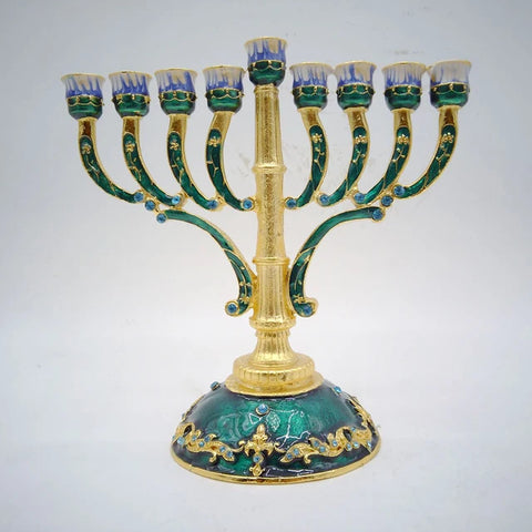 Metal Candle Holders Hanukkah Menorah Candelabra Hand Painted Enamel Candlesticks Home Decor Party Festival Candleholder Gifts