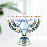 Metal Candle Holders Hanukkah Menorah Candelabra Hand Painted Enamel Candlesticks Home Decor Party Festival Candleholder Gifts