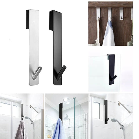 Stainless Steel Over Glass Door Shower Door Back Shower Towel Rack S-Shape Bathroom Bathrobe Hanger Holder Hooks